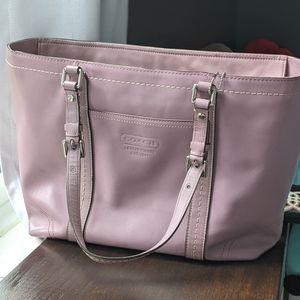 Authentic Coach Leather Tote, Medium size, Lavender